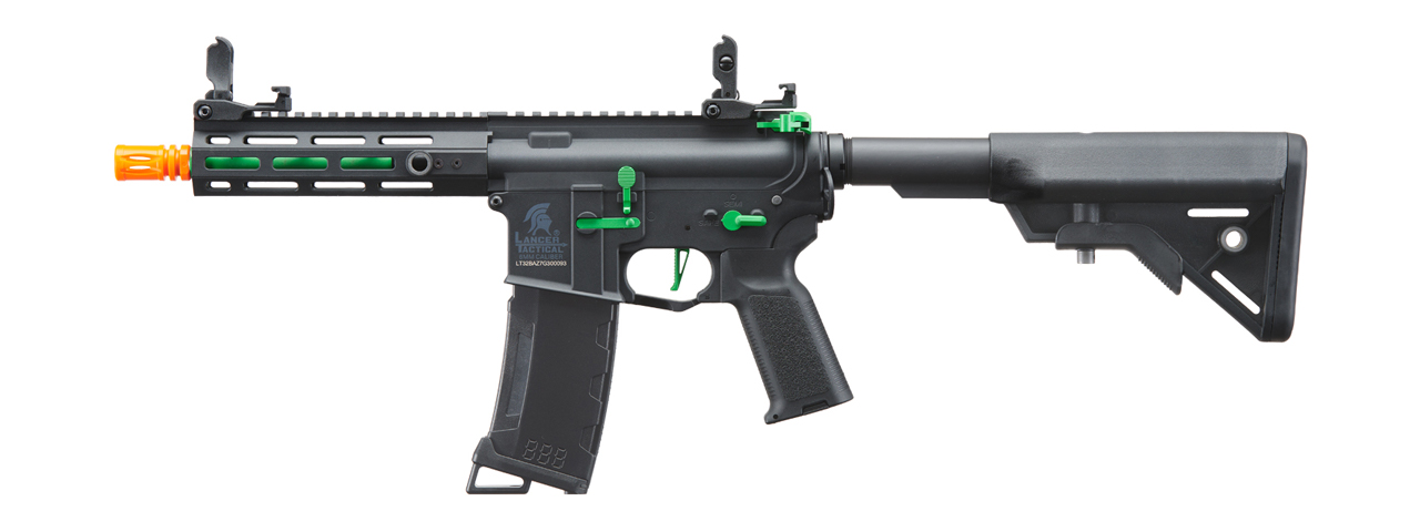 Lancer Tactical Gen 3 Hellion 7" M-LOK Airsoft AEG Rifle w/ Crane Stock (Color: Black & Green)