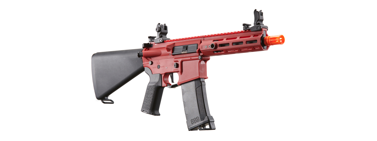 Lancer Tactical Gen 3 Hellion 7" M-LOK Airsoft AEG Rifle w/ Stubby Stock - (Red) - Click Image to Close