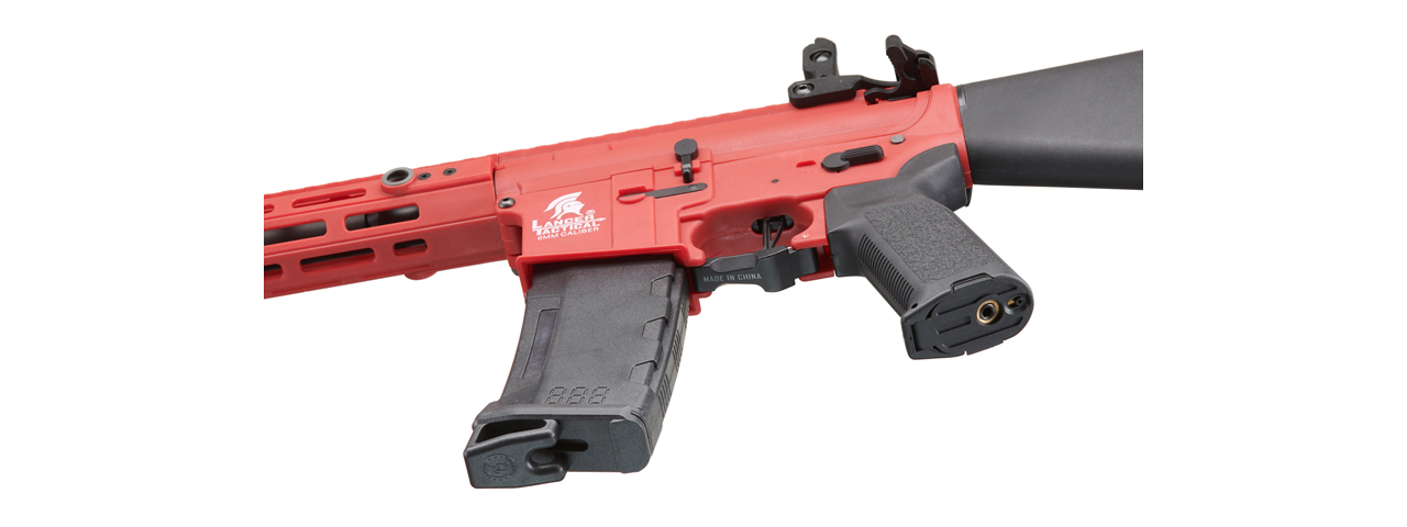 Lancer Tactical Gen 3 Hellion 7" M-LOK Airsoft AEG Rifle w/ Stubby Stock - (Red)