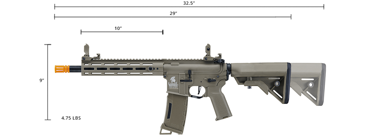 Lancer Tactical Gen 3 Hellion M-LOK 10" Airsoft M4 AEG (Color: Tan)