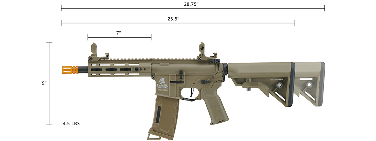 Lancer Tactical Gen 3 Hellion M-LOK 7" Airsoft M4 AEG (Color: Tan) - Click Image to Close