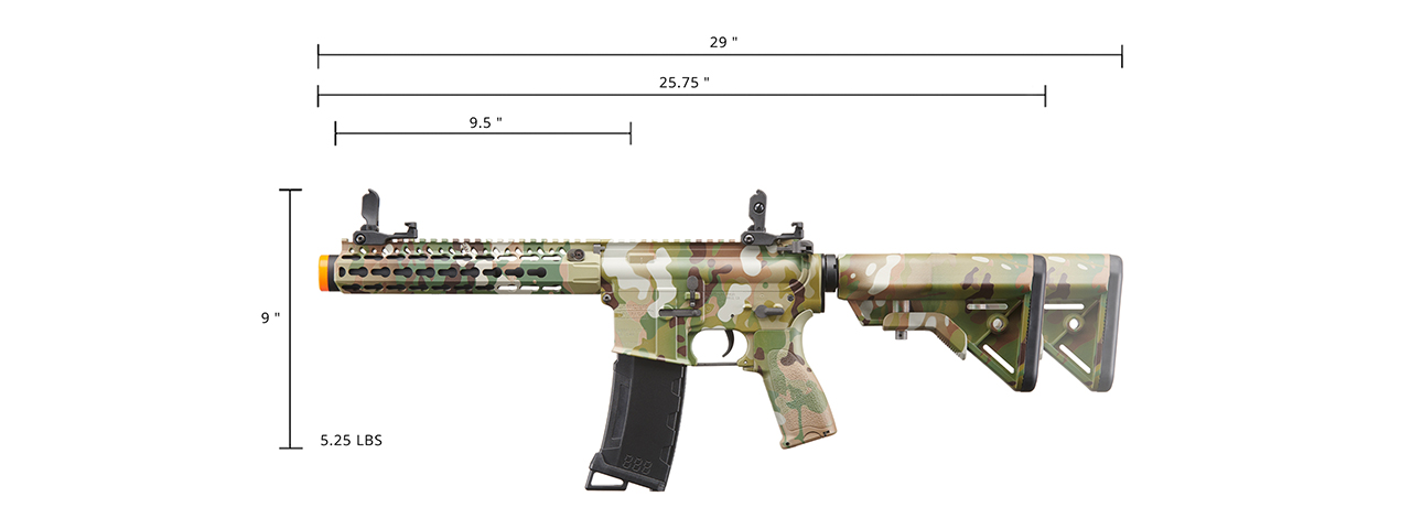 Lancer Tactical BR Stealth 9" Keymod Airsoft M4 Rifle (Color: Multi-Camo) - Click Image to Close