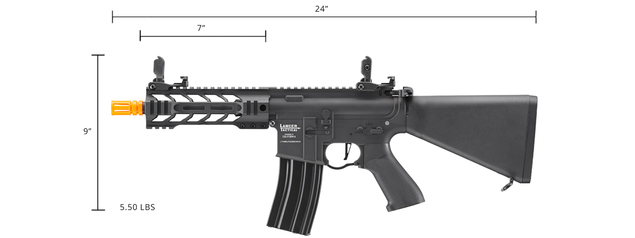 Lancer Tactical Proline 7" M-LOK Battle Hawk Airsoft AEG w/ Stubby Stock (Color: Black)