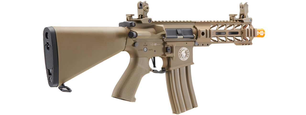 Lancer Tactical Proline 7" M-LOK Battle Hawk Airsoft AEG w/ Stubby Stock (Color: Tan) - Click Image to Close