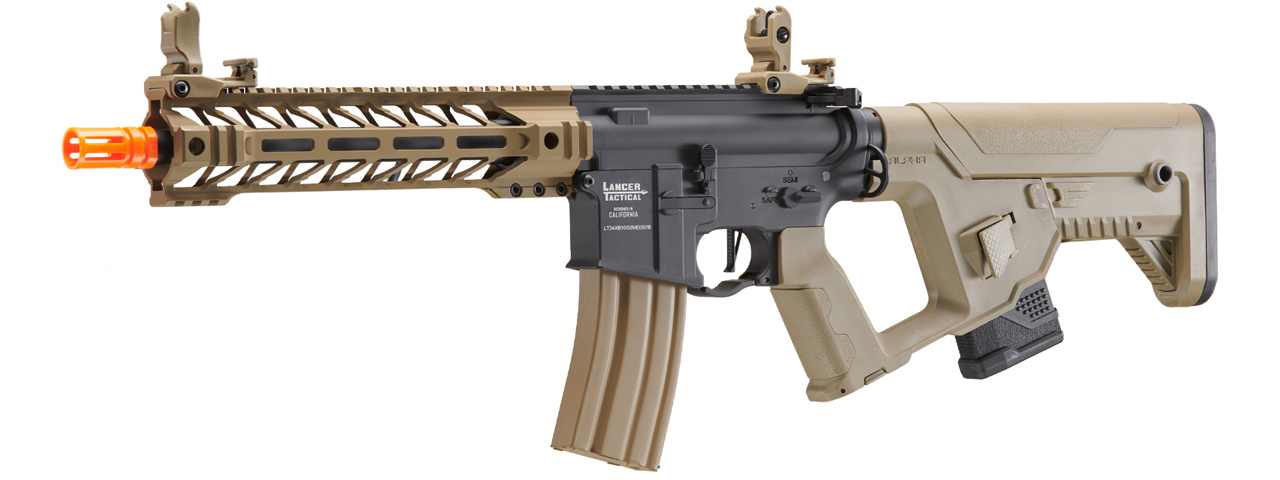 Lancer Tactical Two-Tone Enforcer Battle Hawk Airsoft AEG w/ Alpha Stock (Color: Black / Tan) - Click Image to Close