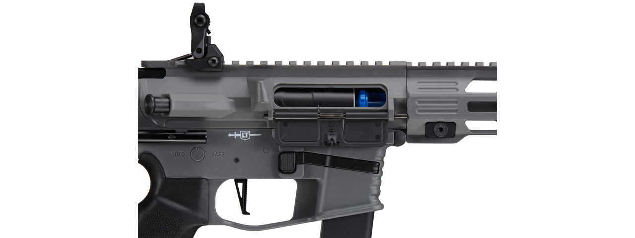 Lancer Tactical Gen 2 9mm Battle X CQB Carbine Airsoft AEG (Color: Grey) - Click Image to Close