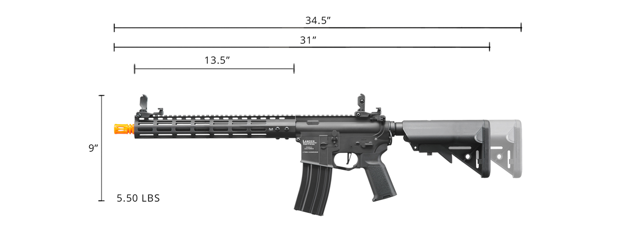 Lancer Tactical Archon 14" M-LOK Proline Series M4 Airsoft Rifle w/ Crane Stock (Color: Black)