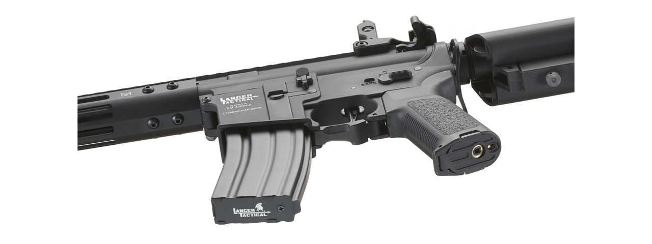 Lancer Tactical Archon 9" M-LOK Proline Series M4 Airsoft Rifle w/ Crane Stock (Color: Black) - Click Image to Close