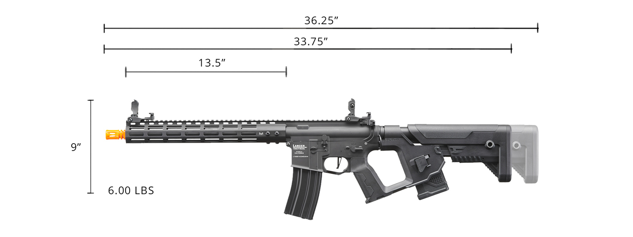 Lancer Tactical Archon 14" M-LOK Proline Series M4 Airsoft Rifle w/ Alpha Stock (Color: Black) - Click Image to Close