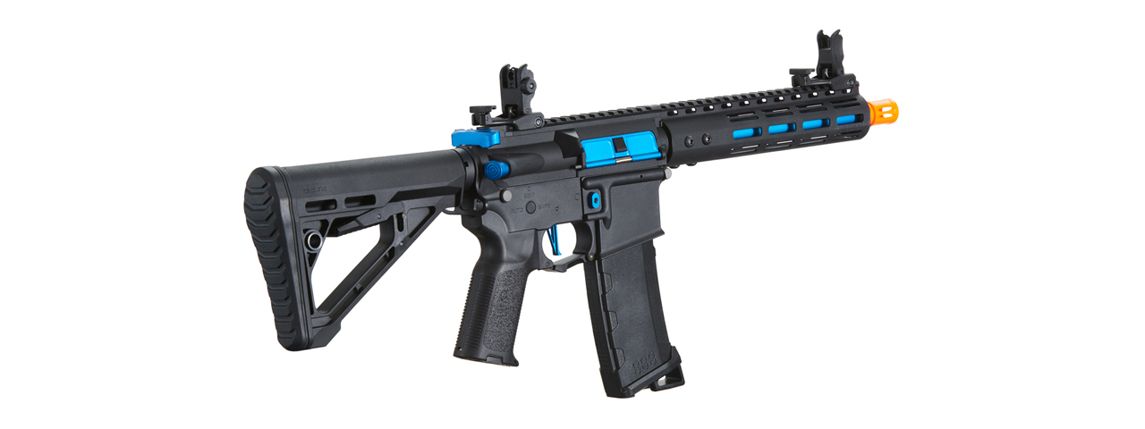 Lancer Tactical Gen 3 Archon 9" M-LOK M4 Airsoft Rifle w/ Delta Stock (Color: Black & Blue) - Click Image to Close