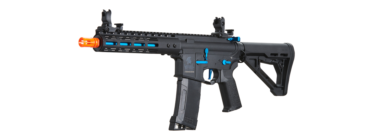 Lancer Tactical Gen 3 Archon 9" M-LOK M4 Airsoft Rifle w/ Delta Stock (Color: Black & Blue) - Click Image to Close