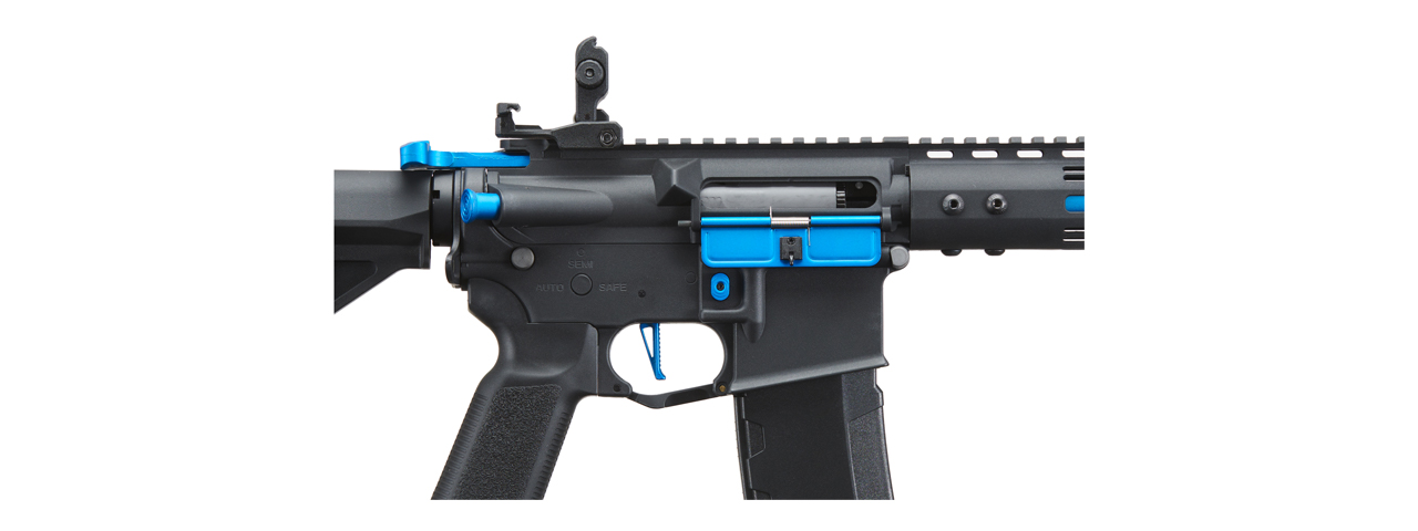 Lancer Tactical Gen 3 Archon 9" M-LOK M4 Airsoft Rifle w/ Delta Stock (Color: Black & Blue) - Click Image to Close