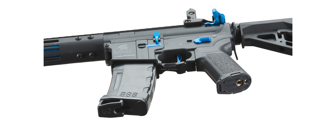 Lancer Tactical Gen 3 Archon 9" M-LOK M4 Airsoft Rifle w/ Delta Stock (Color: Black & Blue)