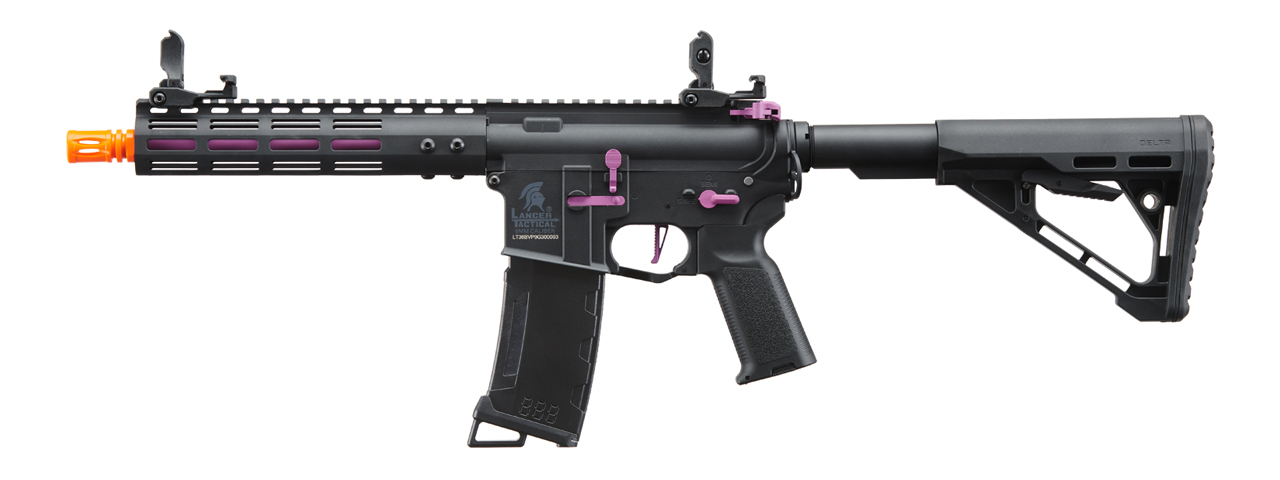 Lancer Tactical Gen 3 Archon 9" M-LOK M4 Airsoft Rifle w/ Delta Stock (Color: Black & Purple)