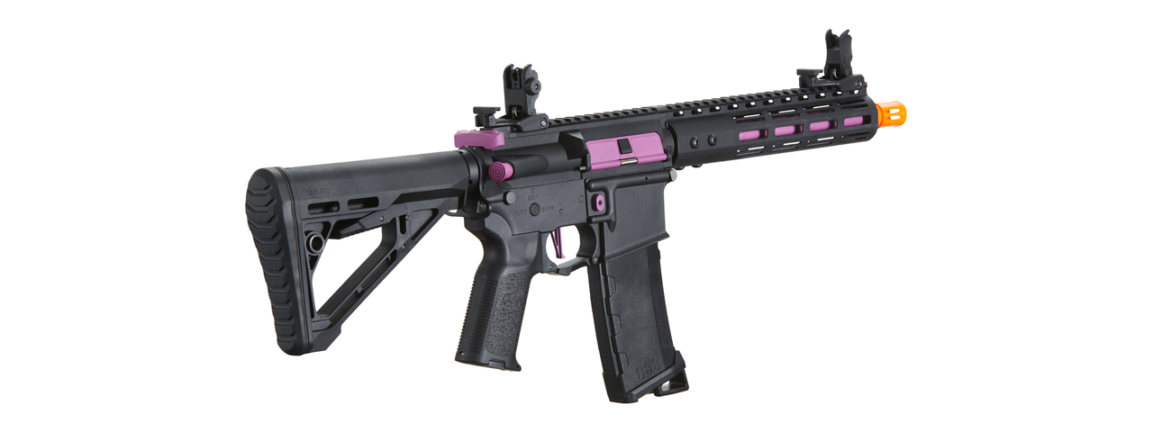 Lancer Tactical Gen 3 Archon 9" M-LOK M4 Airsoft Rifle w/ Delta Stock (Color: Black & Purple) - Click Image to Close