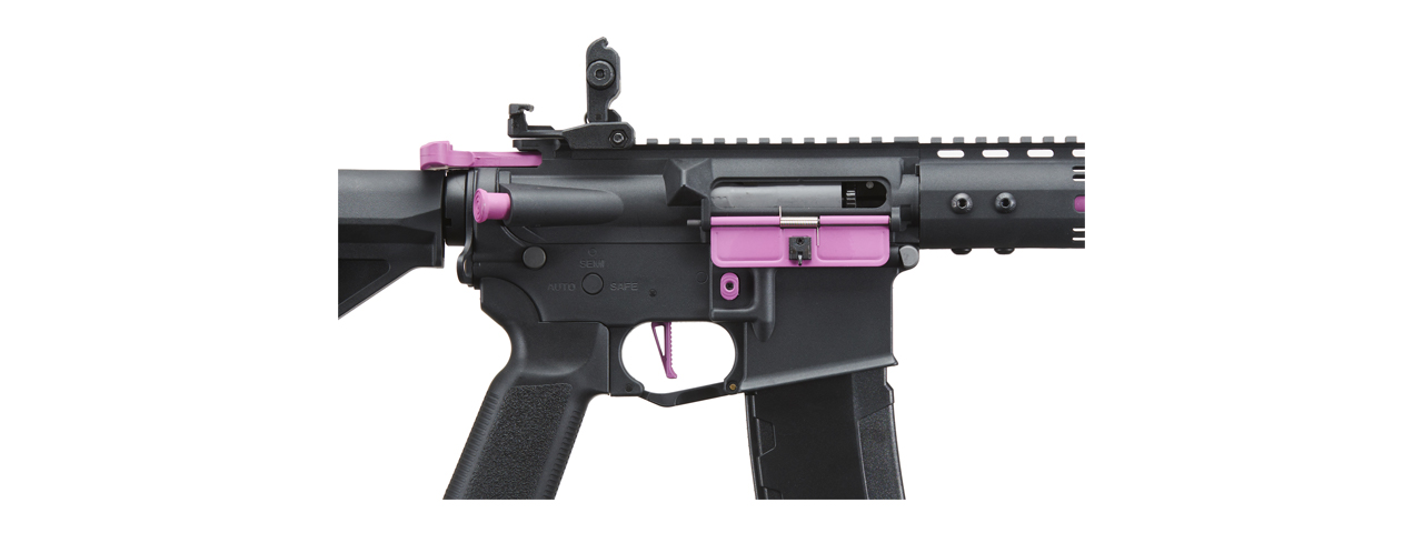 Lancer Tactical Gen 3 Archon 9" M-LOK M4 Airsoft Rifle w/ Delta Stock (Color: Black & Purple) - Click Image to Close