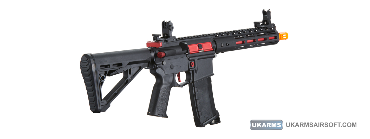 Lancer Tactical Gen 3 Archon 9" M-LOK M4 Airsoft Rifle w/ Delta Stock (Color: Black & Red)