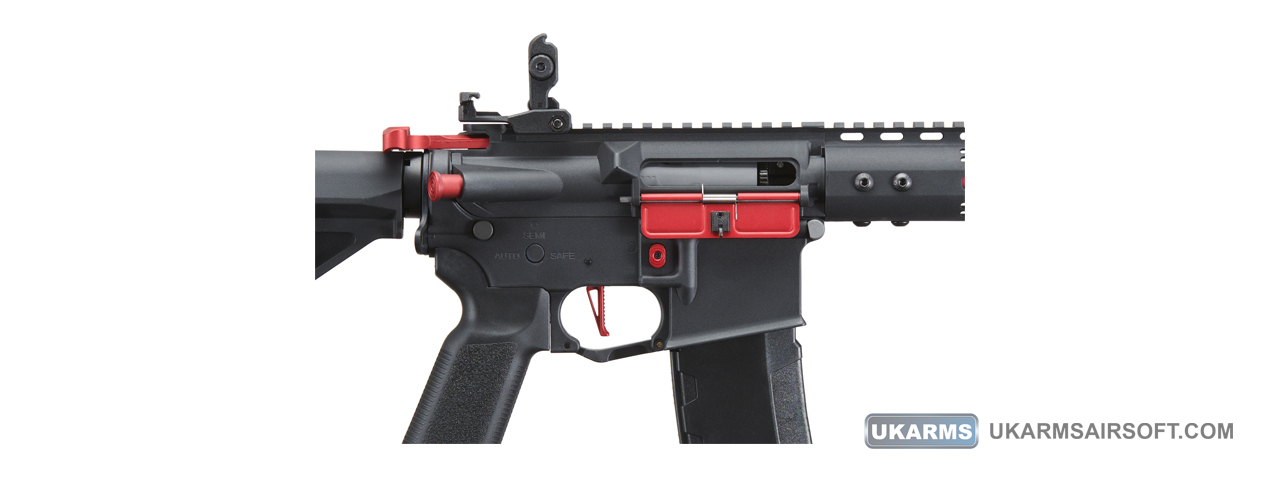 Lancer Tactical Gen 3 Archon 9" M-LOK M4 Airsoft Rifle w/ Delta Stock (Color: Black & Red)