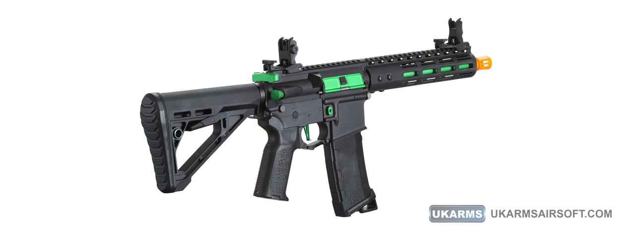 Lancer Tactical Gen 3 Archon 9" M-LOK M4 Airsoft Rifle w/ Delta Stock (Color: Black & Green)