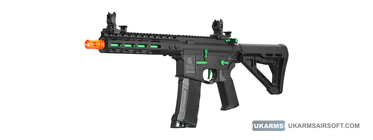 Lancer Tactical Gen 3 Archon 9" M-LOK M4 Airsoft Rifle w/ Delta Stock (Color: Black & Green)