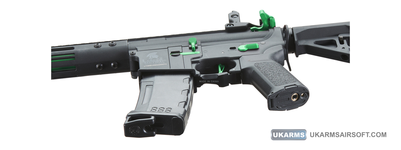 Lancer Tactical Gen 3 Archon 9" M-LOK M4 Airsoft Rifle w/ Delta Stock (Color: Black & Green)