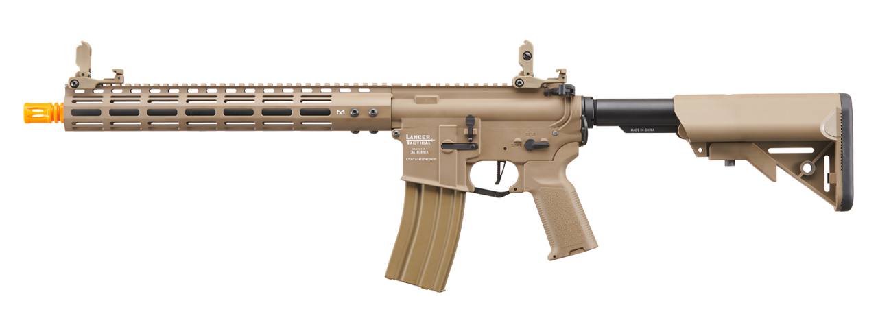 Lancer Tactical Archon 14" M-LOK Proline Series M4 Airsoft Rifle w/ Crane Stock (Color: Tan) - Click Image to Close