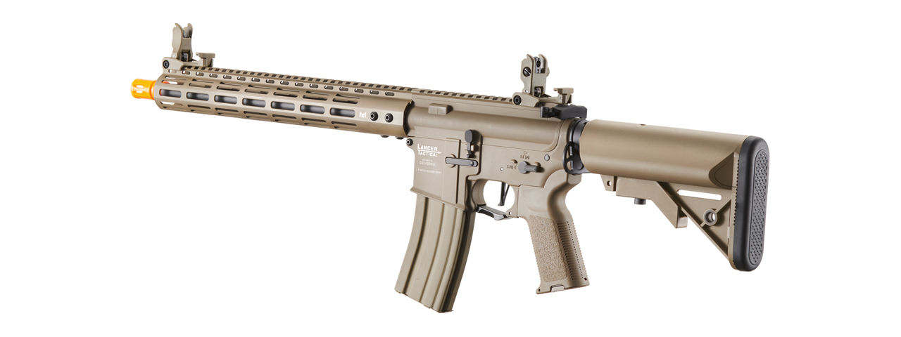 Lancer Tactical Archon 14" M-LOK Proline Series M4 Airsoft Rifle w/ Crane Stock (Color: Tan) - Click Image to Close