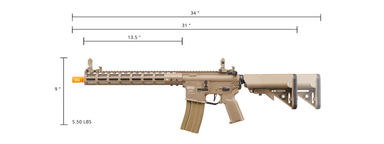 Lancer Tactical Archon 14" M-LOK Proline Series M4 Airsoft Rifle w/ Crane Stock (Color: Tan)