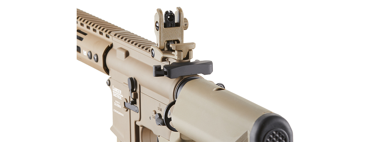 Lancer Tactical Archon 9" M-LOK Proline Series M4 Airsoft Rifle w/ Crane Stock (Color: Tan) - Click Image to Close