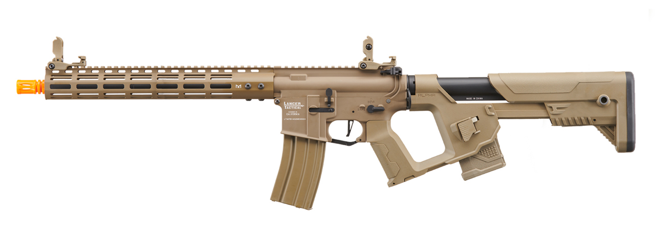 Lancer Tactical Archon 14" M-LOK Proline Series M4 Airsoft Rifle w/ Alpha Stock (Color: Tan) - Click Image to Close