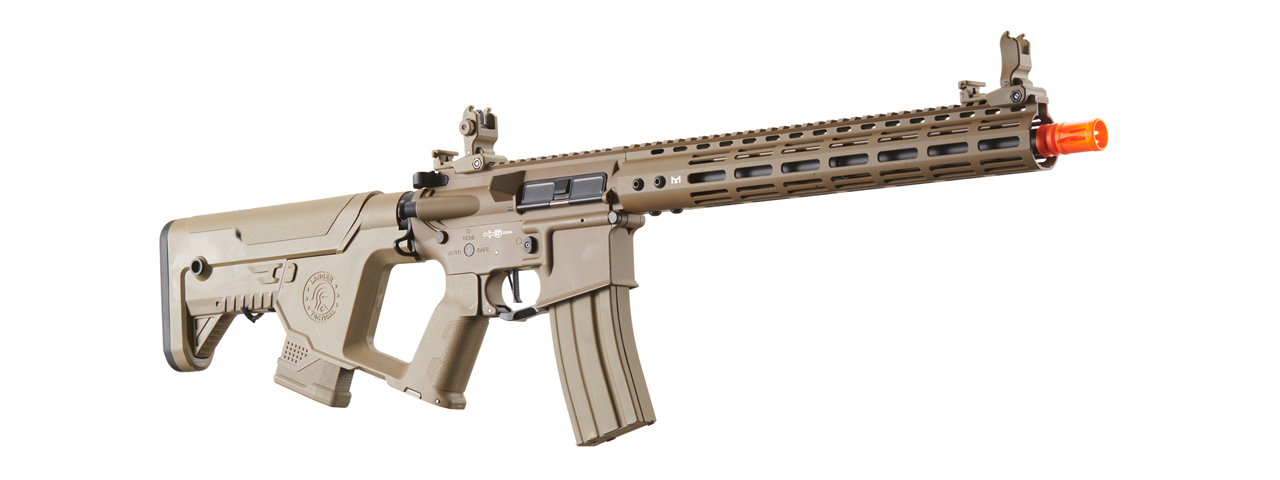 Lancer Tactical Archon 14" M-LOK Proline Series M4 Airsoft Rifle w/ Alpha Stock (Color: Tan) - Click Image to Close