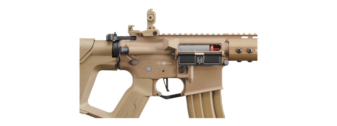 Lancer Tactical Archon 14" M-LOK Proline Series M4 Airsoft Rifle w/ Alpha Stock (Color: Tan) - Click Image to Close