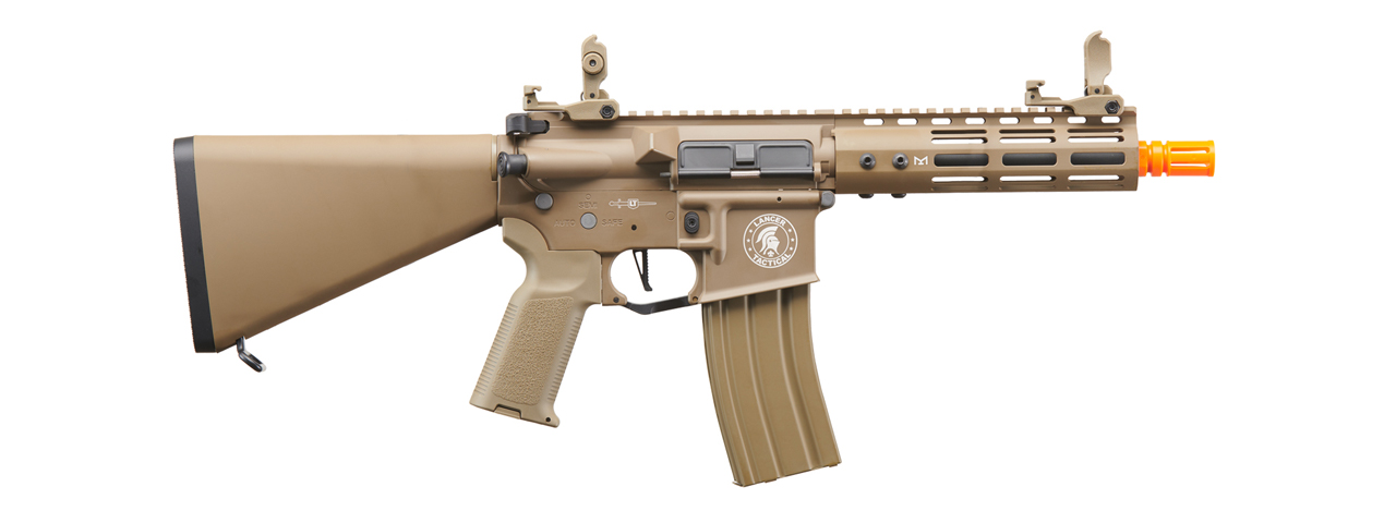 Lancer Tactical Archon 7" M-LOK Proline Series M4 Airsoft Rifle w/ Stubby Stock (Color: Tan) - Click Image to Close