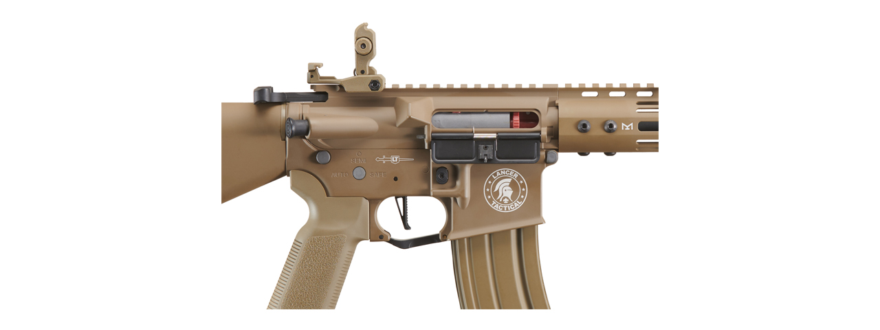 Lancer Tactical Archon 7" M-LOK Proline Series M4 Airsoft Rifle w/ Stubby Stock (Color: Tan) - Click Image to Close