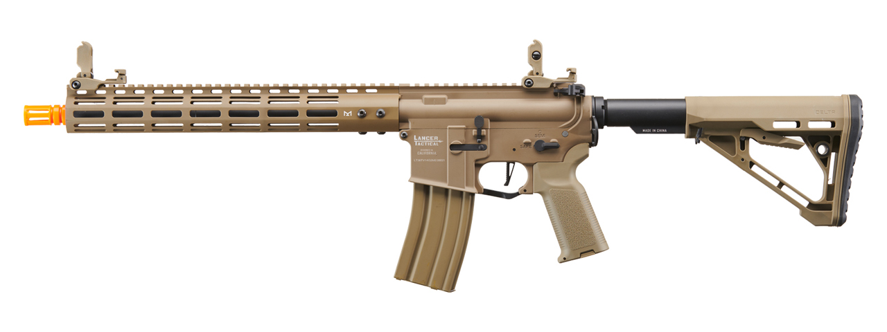 Lancer Tactical Archon 14" M-LOK Proline Series M4 Airsoft Rifle w/ Delta Stock (Color: Tan) - Click Image to Close