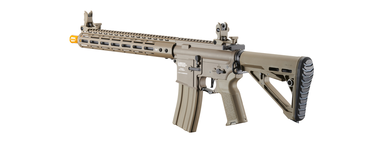 Lancer Tactical Archon 14" M-LOK Proline Series M4 Airsoft Rifle w/ Delta Stock (Color: Tan) - Click Image to Close