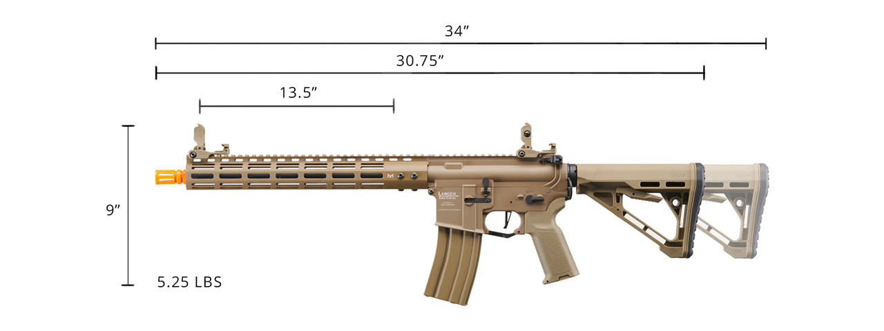 Lancer Tactical Archon 14" M-LOK Proline Series M4 Airsoft Rifle w/ Delta Stock (Color: Tan)