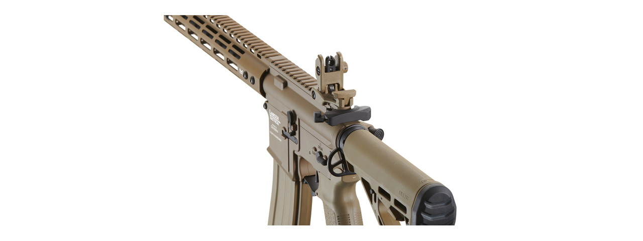 Lancer Tactical Archon 14" M-LOK Proline Series M4 Airsoft Rifle w/ Delta Stock (Color: Tan) - Click Image to Close