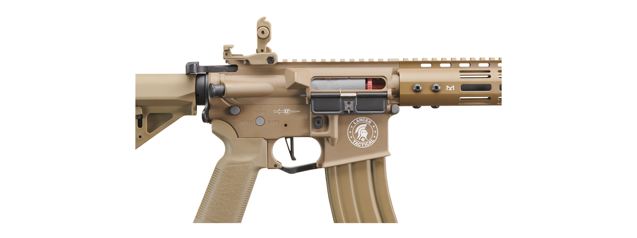 Lancer Tactical Archon 14" M-LOK Proline Series M4 Airsoft Rifle w/ Delta Stock (Color: Tan) - Click Image to Close