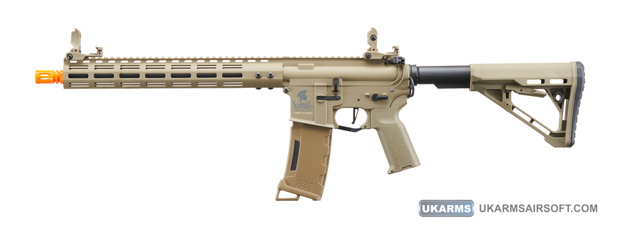 Lancer Tactical Gen 3 Archon 14" M-LOK M4 Airsoft Rifle w/ Delta Stock (Color: Tan) - Click Image to Close