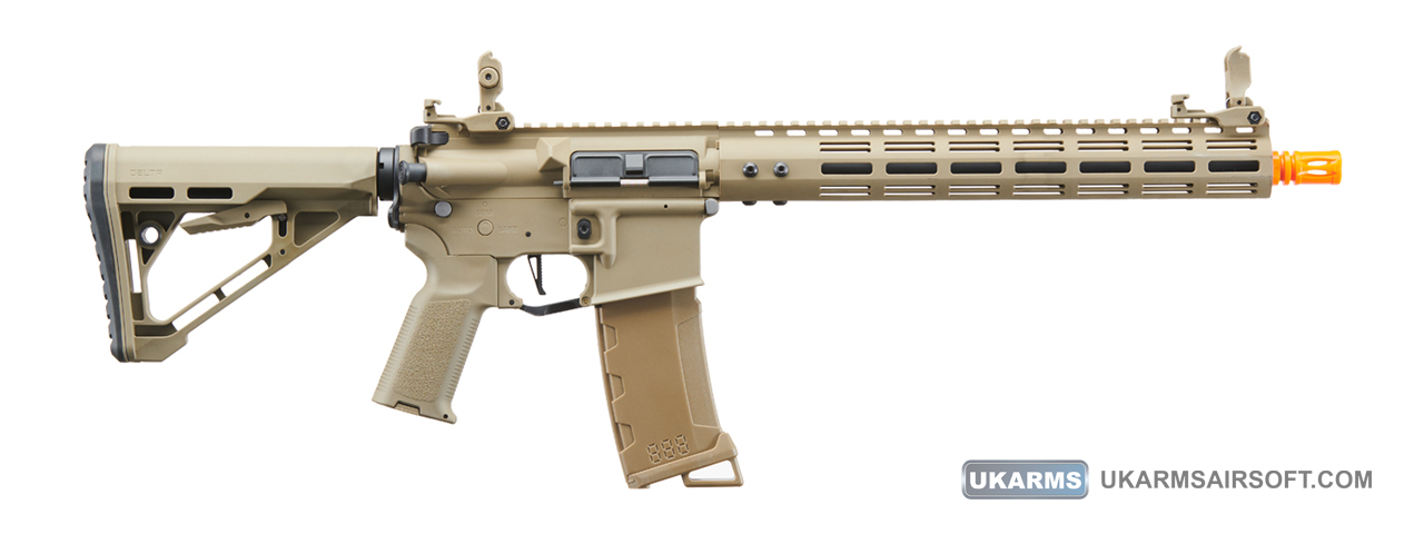 Lancer Tactical Gen 3 Archon 14" M-LOK M4 Airsoft Rifle w/ Delta Stock (Color: Tan) - Click Image to Close