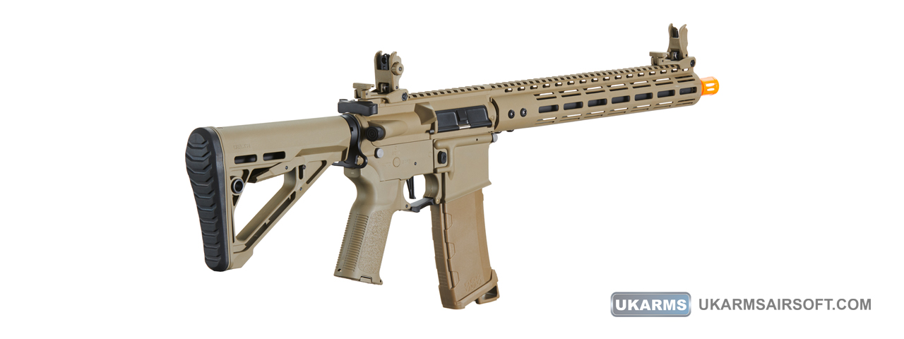 Lancer Tactical Gen 3 Archon 14" M-LOK M4 Airsoft Rifle w/ Delta Stock (Color: Tan) - Click Image to Close