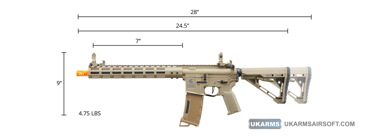 Lancer Tactical Gen 3 Archon 14" M-LOK M4 Airsoft Rifle w/ Delta Stock (Color: Tan)