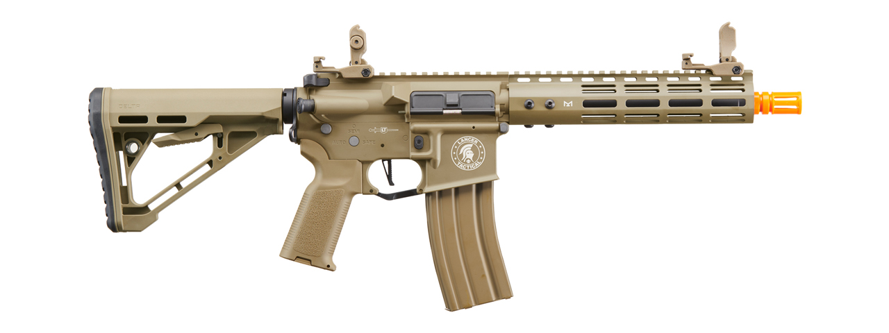 Lancer Tactical Archon 9" M-LOK Proline Series M4 Airsoft Rifle w/ Delta Stock (Color: Tan) - Click Image to Close