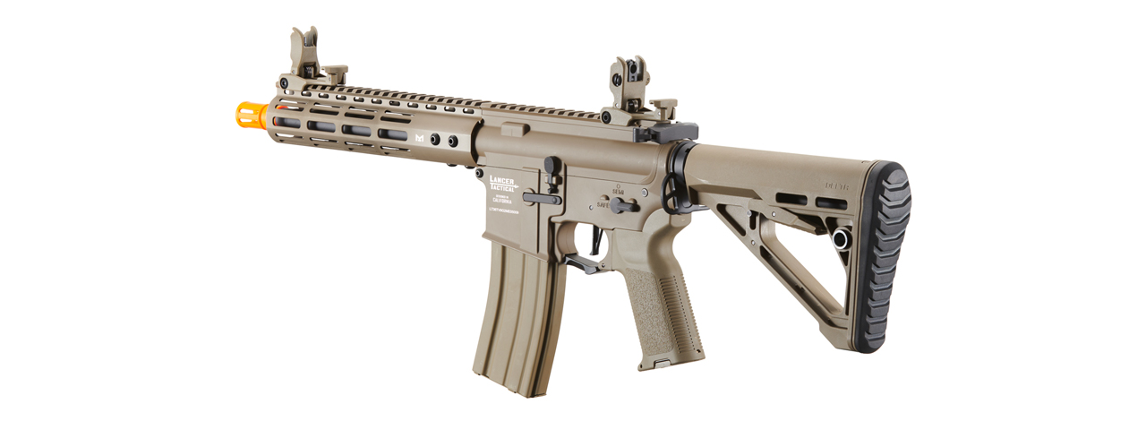 Lancer Tactical Archon 9" M-LOK Proline Series M4 Airsoft Rifle w/ Delta Stock (Color: Tan) - Click Image to Close