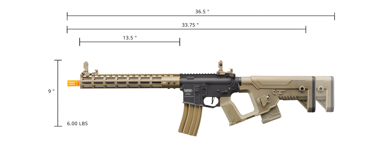Lancer Tactical Archon 14" M-LOK Proline Series M4 Airsoft Rifle w/ Alpha Stock (Color: Two-Tone) - Click Image to Close
