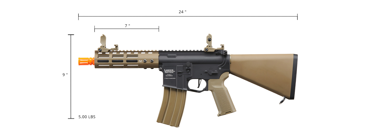 Lancer Tactical Archon 7" M-LOK Proline Series M4 Airsoft Rifle w/ Stubby Stock (Color: Two-Tone)