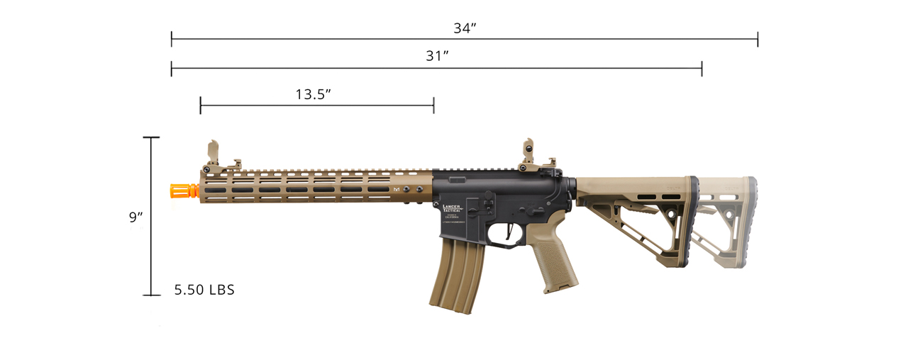 Lancer Tactical Archon 14" M-LOK Proline Series M4 Airsoft Rifle w/ Delta Stock (Color: Two-Tone) - Click Image to Close