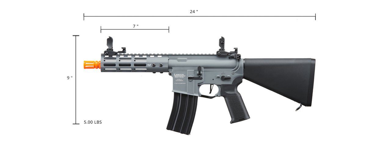 Lancer Tactical Archon 7" M-LOK Proline Series M4 Airsoft Rifle w/ Stubby Stock (Color: Gray)