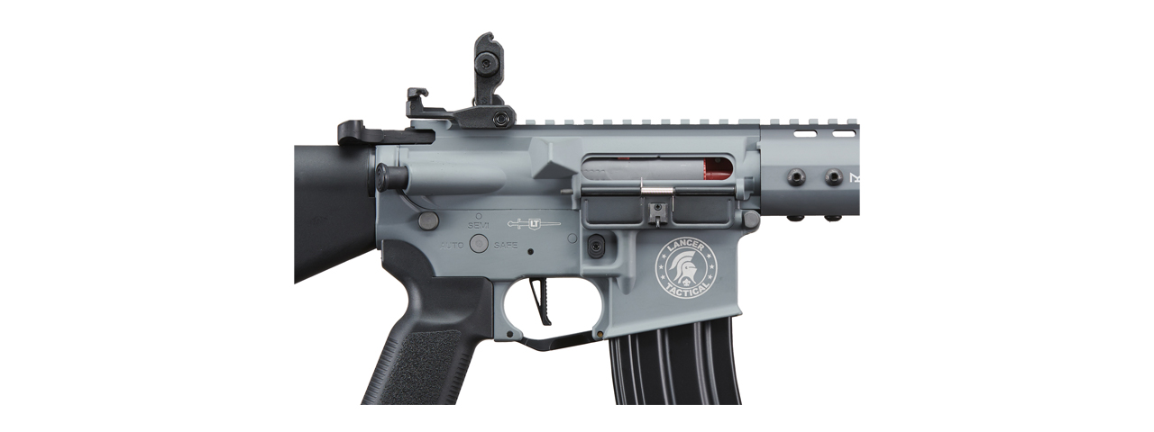 Lancer Tactical Archon 7" M-LOK Proline Series M4 Airsoft Rifle w/ Stubby Stock (Color: Gray) - Click Image to Close